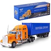 AIUAZA 1/65 Truck Model, Detachable Cargo Container, Children's Toy, Alloy Semi Truck, Trailer Toys for Boys
