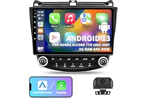 UUTOUIOI Car Radio Stereo for Honda Accord 7th 2003 2004 2005 2006 2007, Android 13 2G+64G Wireless Carplay Android Auto, 10 inch Touchscreen Car Radio Bluetooth WiFi GPS Navi FM/AM Head Unit, Backup Camera