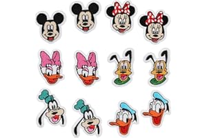AYVISION 12Pcs Mini Set Cartoon Mouse Iron On Patches for Clothing Sew On/Iron On Embroidered Patch Applique for Jeans, Dress, Hats