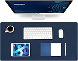K KNODEL Large Desk Pad 80x40cm Dark Blue PVC Leather Dual Sided
