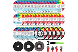 OUBA 43PCS Angle Grinder Cutting Flap Grinding Disc Wheel 4 1/2in Inches - 30 PCS Cut Off Wheel 4 1/2 Inch,5 PCS 4.5" x7/8" Flap Discs,5 PCS 4.5" x1/4" x7/8" Grinding Wheels 1 Wrench & 2 Pairs of Gloves