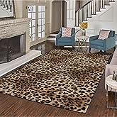 Aukib Leopard Rug 4x6 Cheetah Print Washable Non-Slip Rug Ultra Soft Low-Pile Indoor Carpet for Living Dining Playroom
