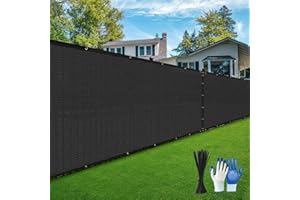 DENFORSTE Privacy Fence Screen,with Gloves, 6X50FT Heavy Duty 220GSM 98% Blockage Privacy Screen Fence for Outdoor Wall Garden Yard Backyard (Black)