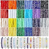Xilitata 1800Pcs 4mm Glass Beads for Bracelets Jewelry Making, Faceted Bead Friendship Bracelet Kit, Rainbow Beads DIY Craft with Charms