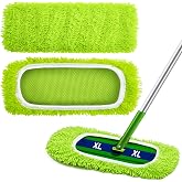 Toulite 2 Pcs Reusable Mop Refill Pads Replacement Compatible with Most XL Sweeper 17" x 5" Microfiber Mops Head Floor Cleaning Supplies (Handle is Not Included) (Green)