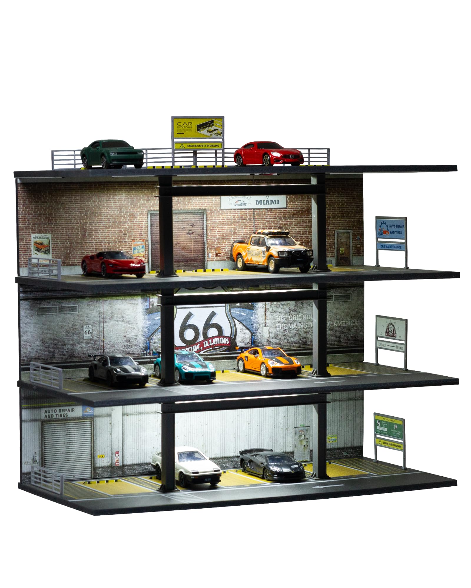 Photo 1 of 1/64 Display case 4 Layers with 20 Parking Garage for Toy Cars lot Mold, Scale diecast Display case with led Lights Collection Gifts