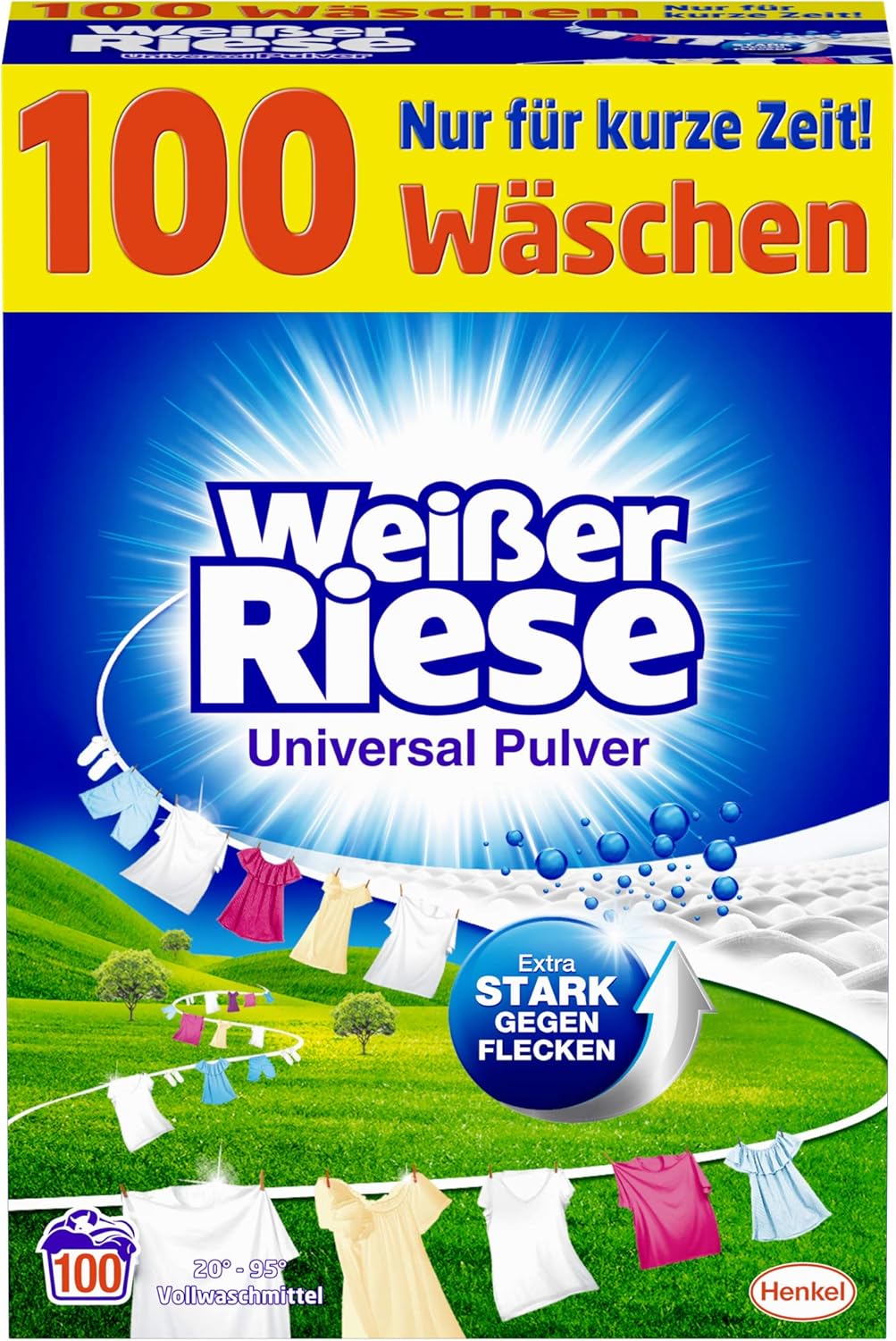 Weißer Riese Universal Pulver, Vollwaschmittel, 100 Waschladungen, extra stark gegen Flecken
