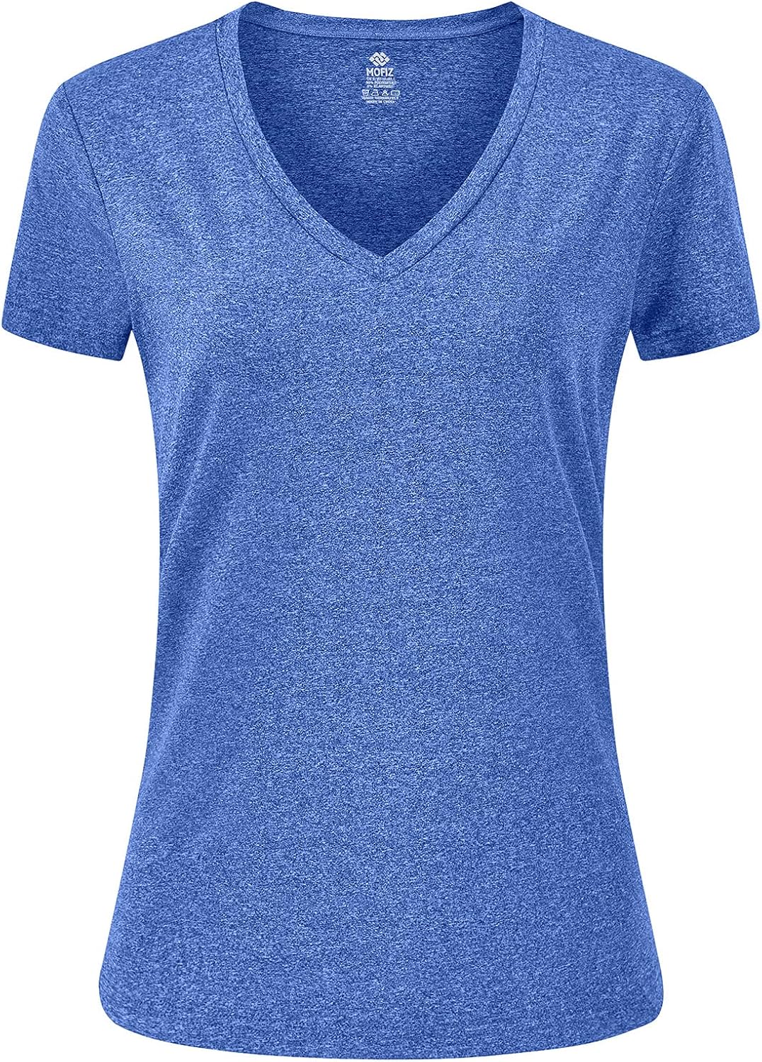 MoFiz Women's Short Sleeve Athletic Shirt Cool Dry Active Sport T-Shirt V-Neck Workout Tee: Clothing