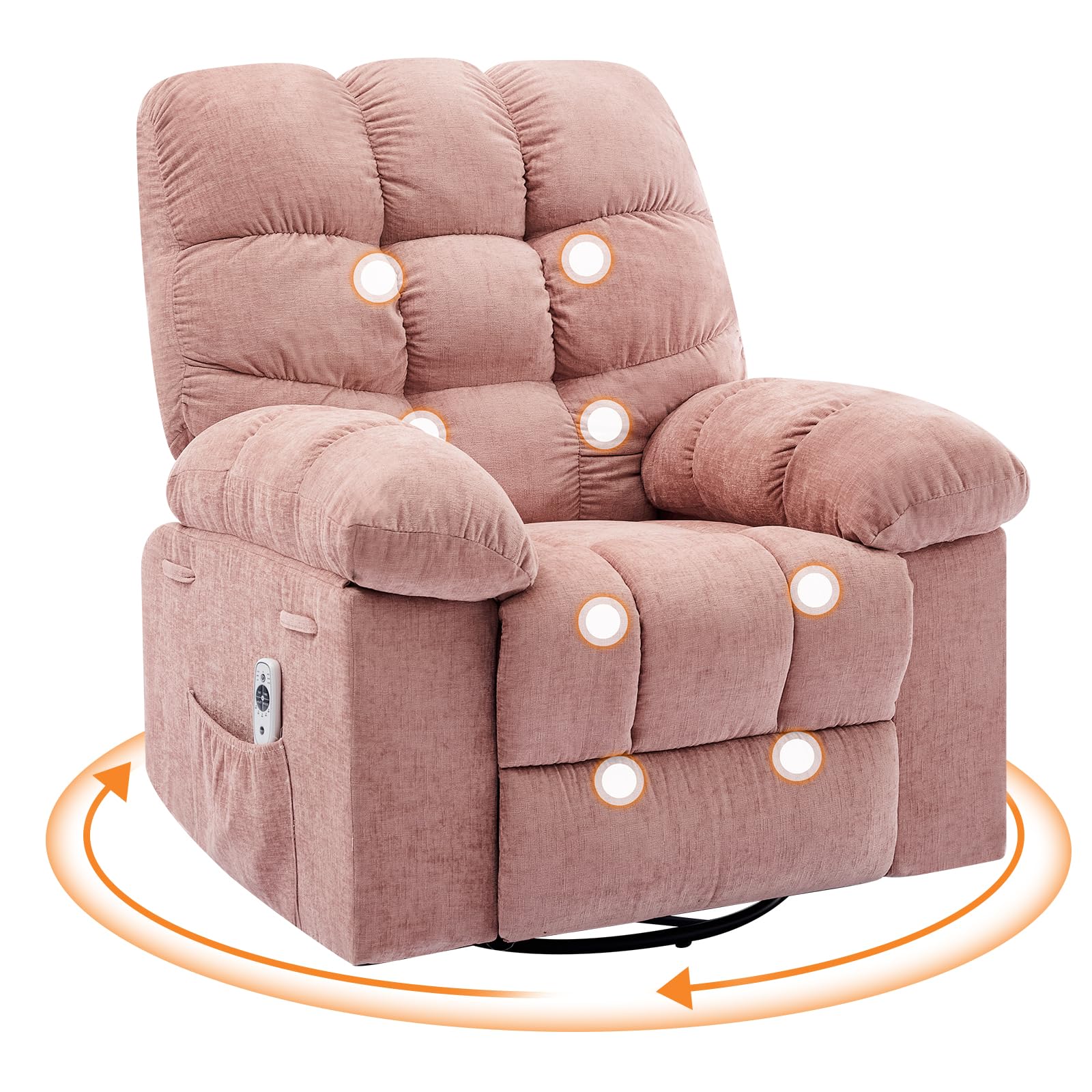 Photo 1 of **FOR PARTS ONLY**
Rocking Recliner Chair with Vibration Massage & Heat, 360° Swivel Oversized Rocker Recliner with Side Pocket for Living Room, Bedroom & Nursery