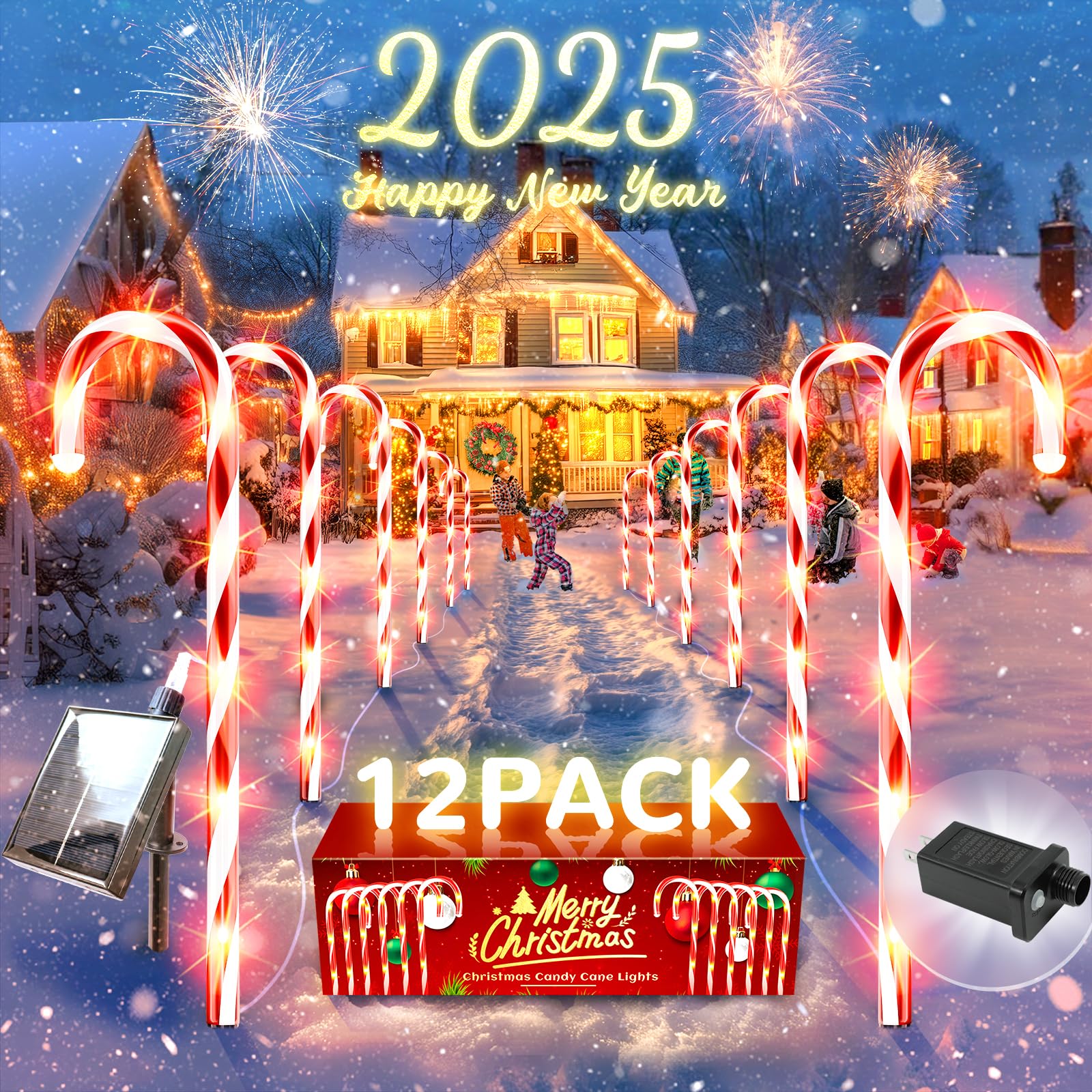 thumbnail image 2 of 15" Christmas Candy Cane LED Pathway Lights - Red & White - Outdoor Yard Lawn Stake Decor (Set) 2 of 4