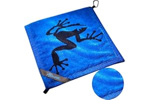 Frogger Amphibian 2-in-1 Golf Towel with Wet and Dry Technology, Blue/Black, Premium Golf Bag Accessory for Men and Women with Carabiner Clip, Ultra Absorbent