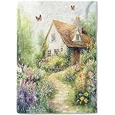 coedoaes Farmhouse Cottage Garden Fleece Blanket - 50x60in Wildflower Butterfly Nature Throw Blankets,Soft Cozy Lightweight, Ideal for Living Room Home Decor and Kids Women Girls Spring Gifts