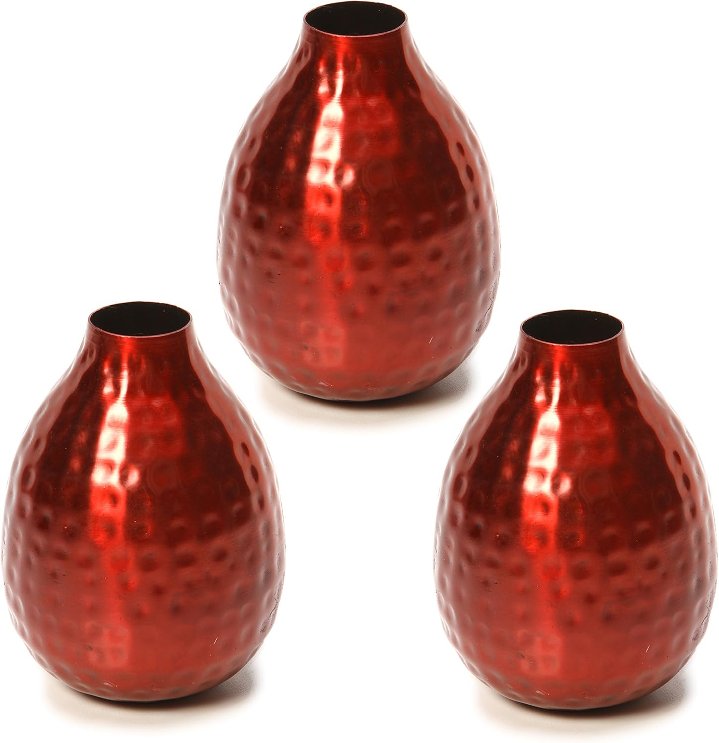 Hosley Set of 3 Metal Bud Vases - Your Choice of Colors. 4.5 Inch High. Ideal Accent Piece for Coffee and Side Tables as Well as Dried Floral Arrangements (1-Silver Finish): Home & Kitchen