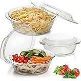 Moss & Stone Basics 3-Piece Glass Casserole With Covered - Made by Borosilicate Glass | Durable Bakeware Set, Glass Bowls, Ba