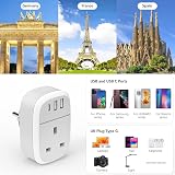 Cyzbim European Plug Adapter UK to EU 32W USB C Fast Charger Grounded view 6