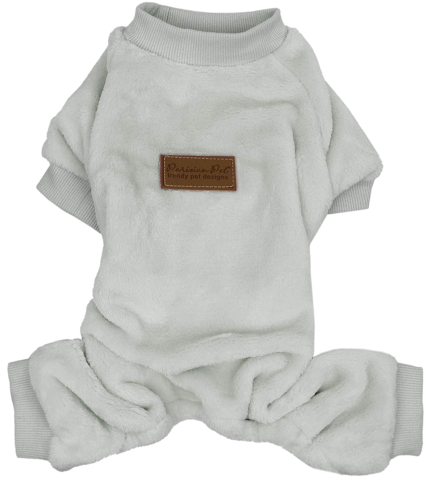 Parisian Pet Dog Pajamas - Cat/Dog Fleece Jumpsuit, Size S - Velour Gray - Ideal Warm Winter Outfit for Male Dogs and Cats