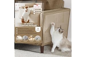 HYPERTAI Anti Cat Scratch Furniture Protector, Single Side Couch Protector from Claws, Cat Scratch Deterrent for Furniture, Couch Corner, Sofa, Door, Walls(9.8'' X 6.7'' X 10 Pack)