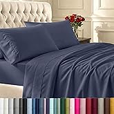 California Design Den Natural 100% Cotton Sheets, Twin Sheets Set, 400 Thread Count Sateen Bedding for Dorm Rooms & Adults, Deep Pockets with All Around Elastic, Durable - Indigo Dusty Blue