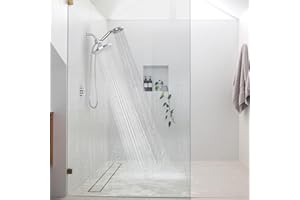 SparkPod Dual Shower Head - 8'' High Pressure Rain Shower Heads with Handheld Spray Combo - Rainfall, Handheld & Dual Mode - Easy Install 3-Way Showerhead with Hose & Holder (Luxury Polished Chrome)