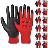 HSHCH Work Gloves for Men and Women 12 Pairs, PU Coated Safety Gloves with Grip, Ideal for General Duty, Warehouse, Auto, DIY