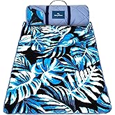Tommy Bahama 50" x 70" Waterproof Picnic Blanket, Leaf Blue | Lightweight Portable with Carry Strap, for Beach, Park, Camping &amp; Concerts