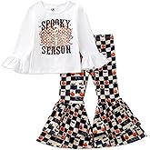 Unique Baby 2 Piece Girls Double Bell Bottom Leggings Outfit with Long Sleeved Shirt Kid and Toddler Clothes Set
