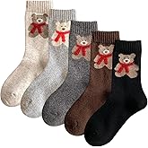Daphene Womens Trendy Cute Wool Socks | Winter Thick Warm Holiday Gifts | Cartoon Design Comfortable Non-Slip | Multi-Color
