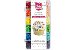 Cake Mate Rainbow Fusion Dessert Sprinkles, Assorted Colors and Shapes for, Holiday, Christmas Sprinkle Tacklebox, 14oz