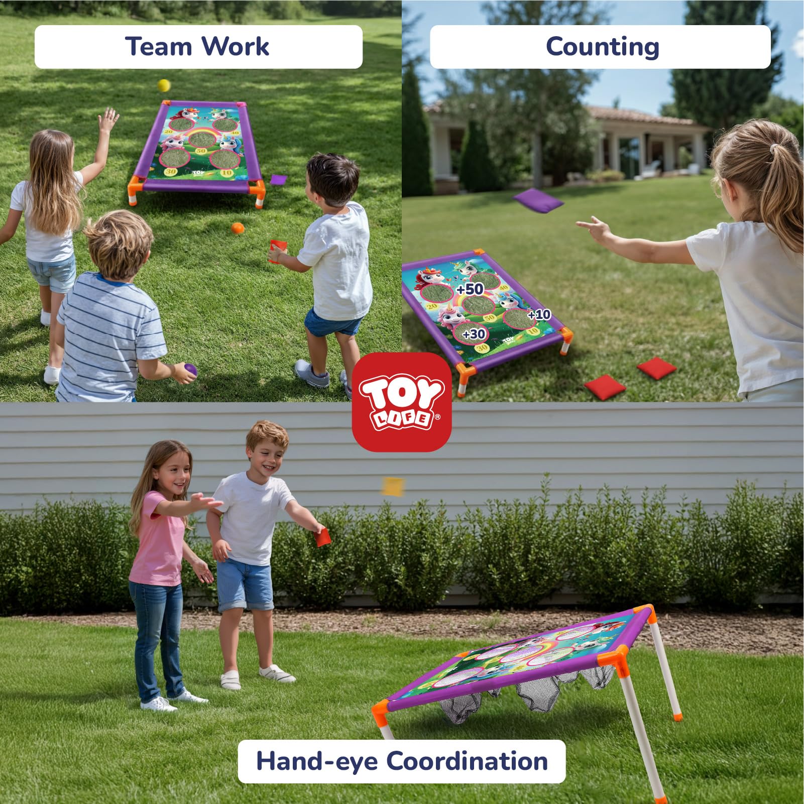 TOY Life Bean Bag Toss Game, Carnival Party Games, Cornhole Set for Kids Outdoor Games, Outside Toys for Kids Ages 4-8, Yard Outdoor Toys for Toddlers 3-5, Gifts for 3 4 5 6 7 Year Old Girls & Boys