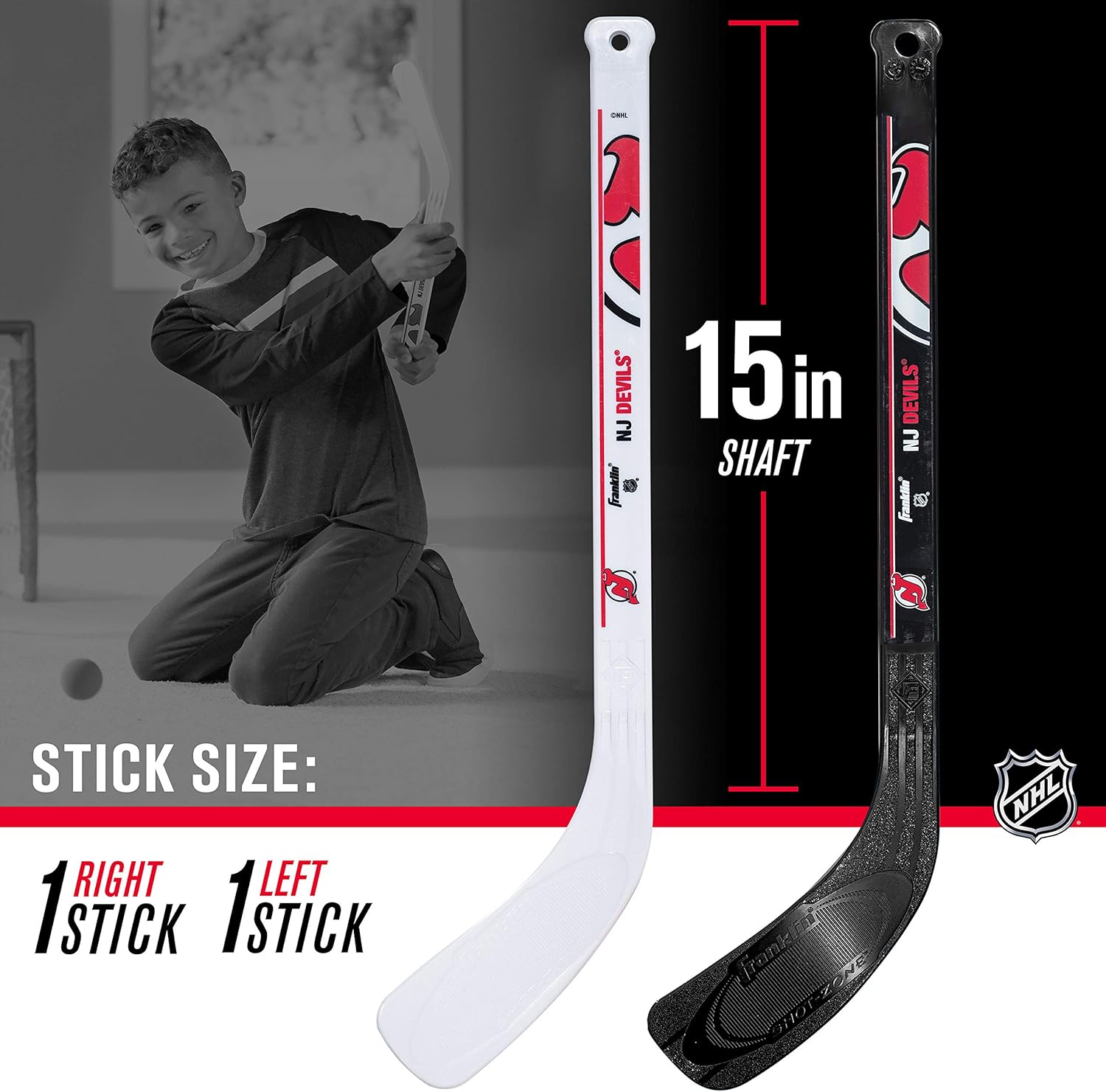 Franklin Sports NHL New Jersey Devils Mini Hockey Stick Set - NHL Team Knee Hockey Stick and Ball Set - Two Player Stick Set - Great Toy for Kids, Multi : Sports & Outdoors
