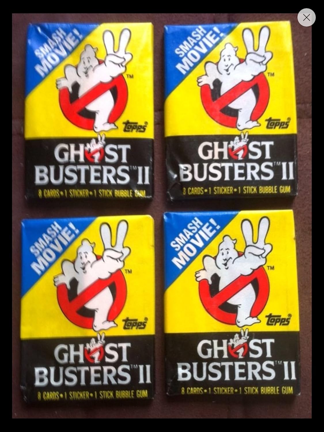 Retro Ghostbusters 1989 Trading Cards (4) Wax Pack Lot Topps Movie