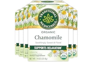 Traditional Medicinals Tea, Organic Chamomile, Calming, Calms Your Nerves, Supports Healthy Digestion, 96 Tea Bags (6 Pack)