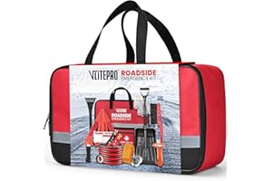 VLITEPRO Roadside Emergency Car Kit for Vehicles, Car First Aid Kit Emergency Kit with Jumper Cables, Snow Shovel, Tow Strap, Car Safety Kits, Road Trip Assistance for Men, Women, New Driver Gifts