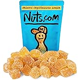 Organic Crystallized Ginger - Premium Crystallized Ginger Pieces - Spicy & Sweet Candied Ginger Crystals - Dried Ginger Chunk