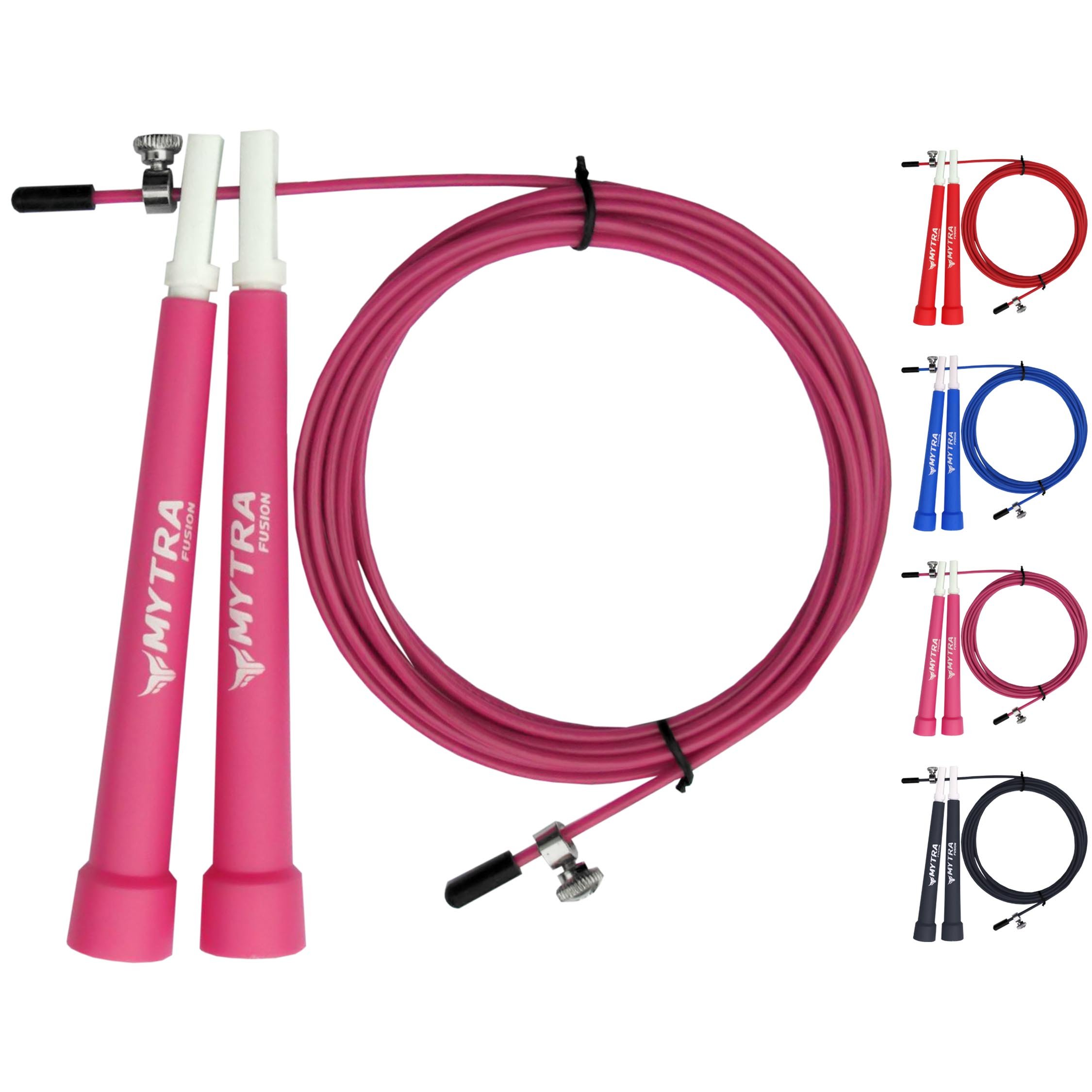 Mytra Fusion Adjustable Skipping Rope Wire Fitness Plastic Handle Fitness Gym Training (Pink)