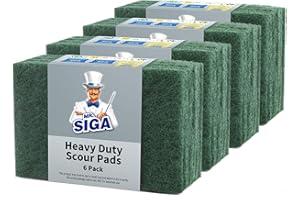 MR.SIGA Heavy Duty Scouring Pads, Household Scrubber for Kitchen, Sink, Dish, 24-Pack, 3.9 x 5.9 inch (10 x 15 cm), Green