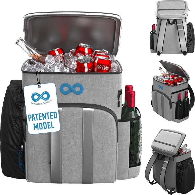 Everlasting Comfort Cooler Backpack Insulated 54 Cans 4 Wine Bottles Leakproof