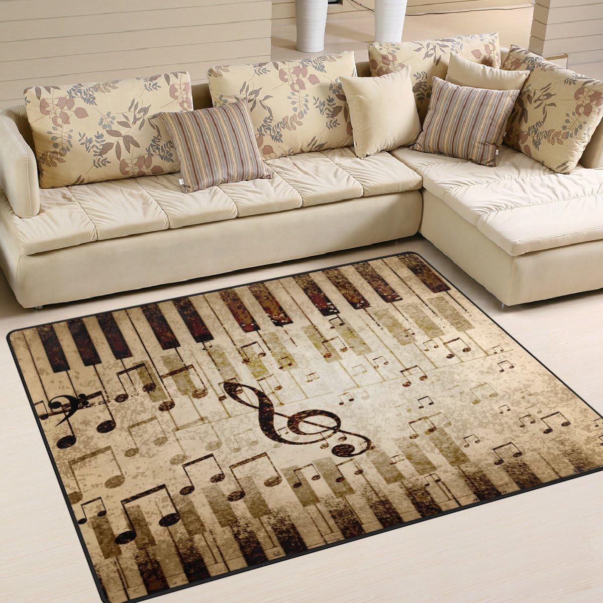 ALAZA Music Notes Piano Area Rug Rugs for Living Room