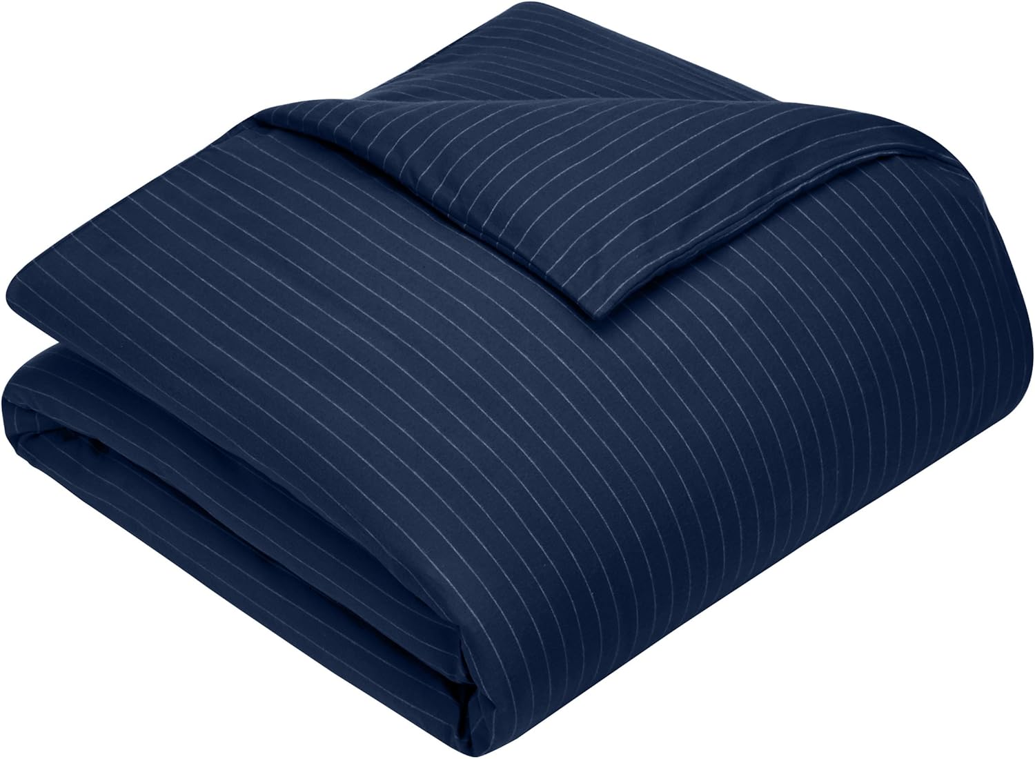 Pinzon 160 Gram Pinstripe Flannel Cotton Duvet Cover King Navy Pinstripe