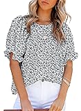 Dokotoo Womens Fashion Floral Print Round Neck