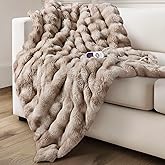 Electric Heated Blanket for Girls & Women, Soft & Luxurious, Faux Rabbit Fur Heating Throw Blankets, 6 Heat Settings, Overheat Protection, Quick Heating, Memory Function, Gift-Ready Design, 50"x60"