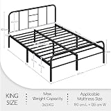 Yaheetech Black Metal Double Bed Frame 4ft6 with Curved Headboard view 3