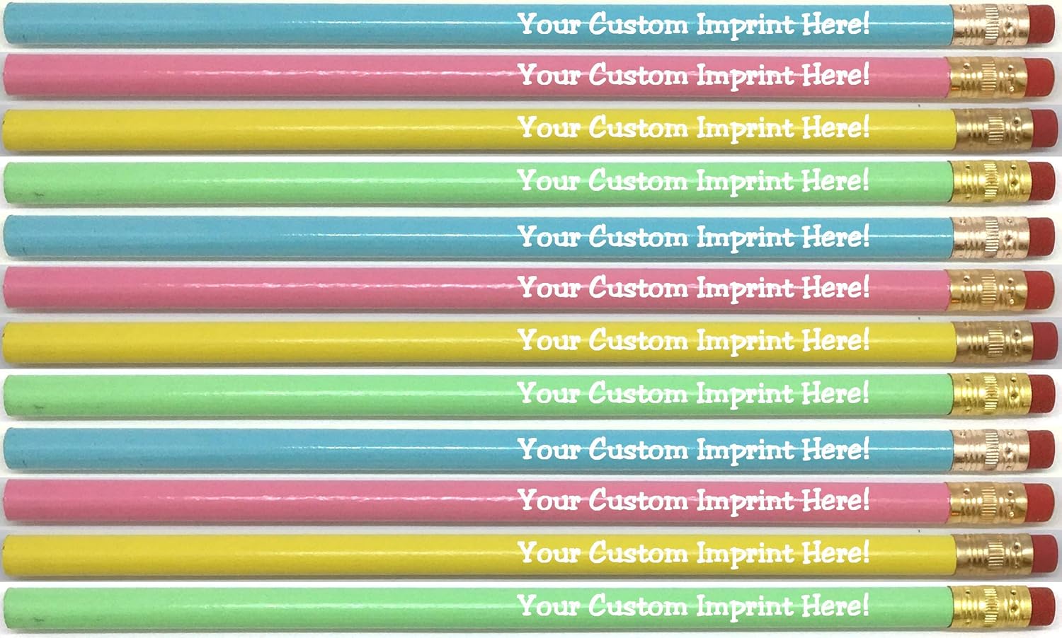Personalized Pencils Round Pastel Colors Custom