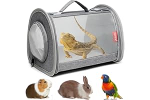 Ioview Guinea Pig Carrier Travel Small Animal Carrier Bag Lizard Bird Rabbit Carrier Cage Squirrel Breathable Bag Portable Travel Hamster Small Pet Hangbag (Large, Gray)