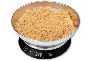 Starfrit Digital Baking Kitchen Scale - Stainless Steel Removable Bowl - 11 lb / 5 kg Capacity - Black