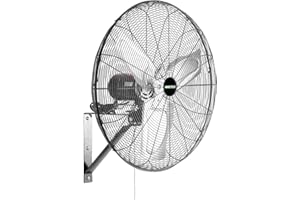 OEMTOOLS 24-Inch Wall Mount Fan, 90° Oscillating Fan 6500 CFM Max, 3 Speed Motor, Use in Garage, Gym, Warehouse, Factory and Jobsite
