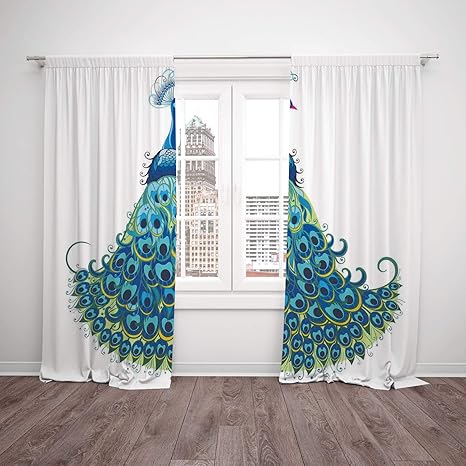 2 Panel Set Thermal Insulated Blackout Window Curtain Peacock