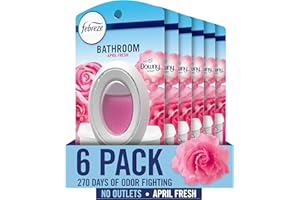 Febreze Bathroom Air Freshener, Odor-Fighting, Plug In Alternative, Air Fresheners for Home and Bathroom and Kitchen, Closet Air Fresheners, Downy April Fresh Scent, 6 Count