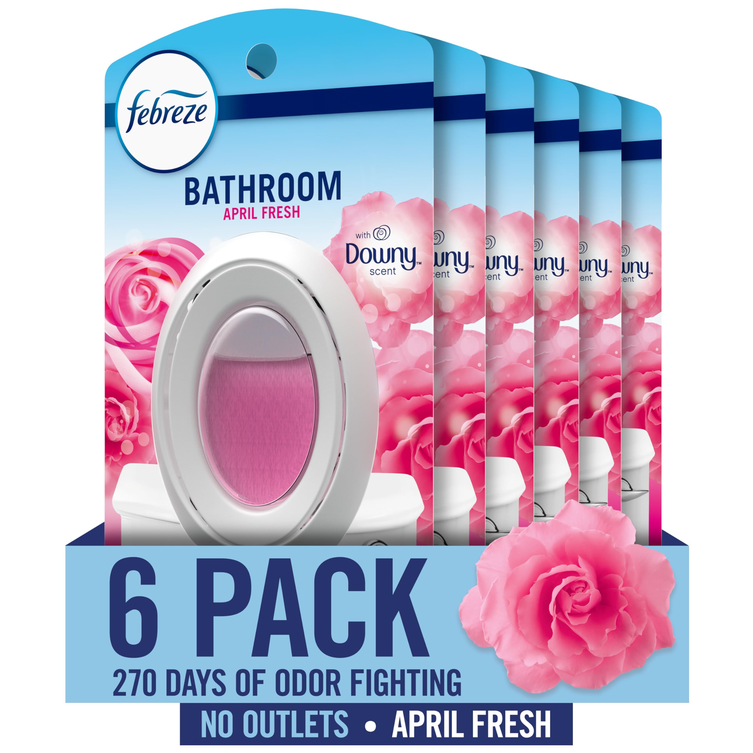 Photo 1 of **PARTIAL SET 5ct** Febreze Bathroom Air Freshener, Odor-Fighting, Downy April Fresh, 6ct