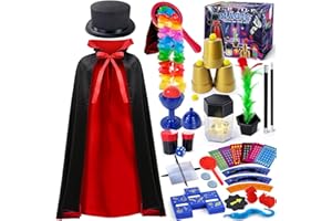 Heyzeibo Magic Kit, Magic Set with Instructions for Each Trick for Kids Ages 6 7 8 9 10 11 12, Magician Costume for Pretend Play, Boys & Girls